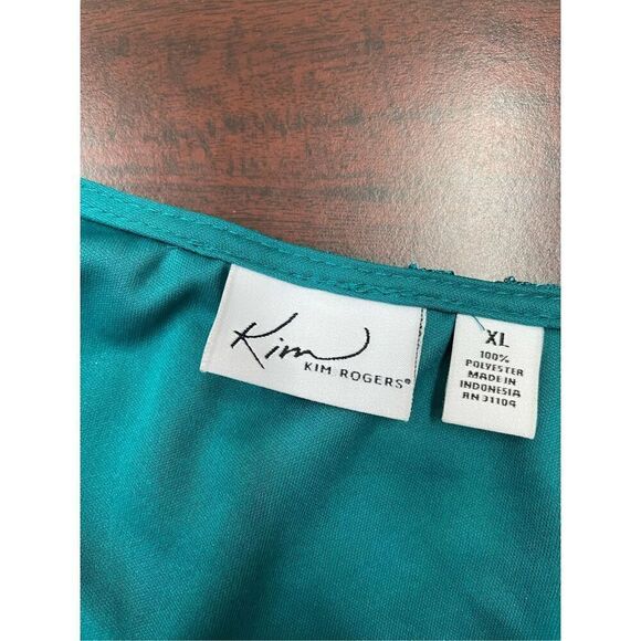 Kim Rogers Teal Lace Blouse Size X-Large - Picture 4 of 6